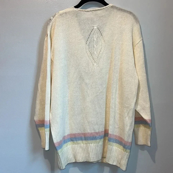 Vintage mondi size 34 small / medium linen blend cream sweater - Picture 9 of 9